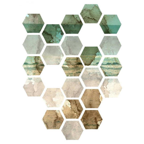 Hexocollage I White Modern Wood Framed Art Print by Ilosky, Pam