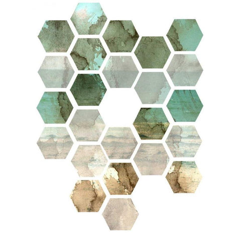Hexocollage II Black Modern Wood Framed Art Print with Double Matting by Ilosky, Pam