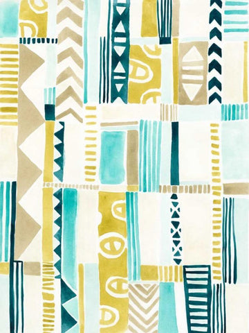 Tribal Patchwork I White Modern Wood Framed Art Print with Double Matting by Vess, June Erica