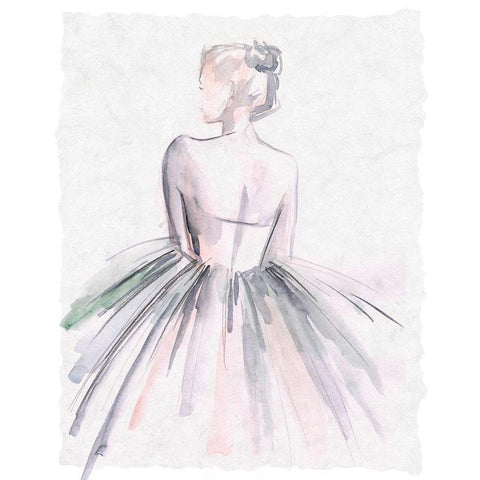 Watercolor Ballerina I Gold Ornate Wood Framed Art Print with Double Matting by Parker, Jennifer Paxton