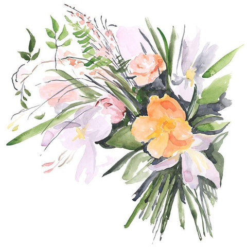 Ferns and Tulips II Gold Ornate Wood Framed Art Print with Double Matting by Parker, Jennifer Paxton