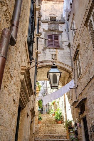 Laundry Day - Dubrovnik, Croatia Black Ornate Wood Framed Art Print with Double Matting by DeNardo, Laura