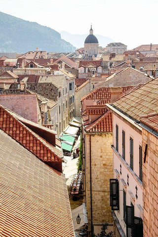 Rooftops - Dubrovnik, Croatia White Modern Wood Framed Art Print with Double Matting by DeNardo, Laura