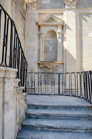 Courtyard Splendor - Dubrovnik, Croatia Black Ornate Wood Framed Art Print with Double Matting by DeNardo, Laura