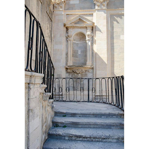 Courtyard Splendor - Dubrovnik, Croatia Black Modern Wood Framed Art Print by DeNardo, Laura