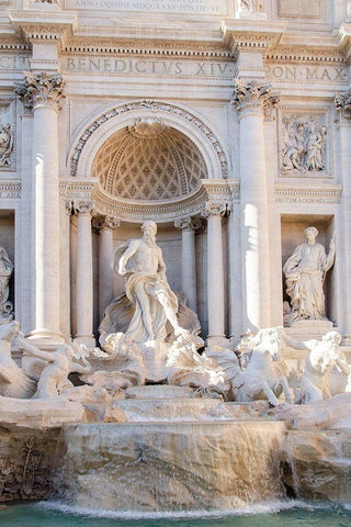 Trevi Fountain in Afternoon Light I Black Ornate Wood Framed Art Print with Double Matting by DeNardo, Laura