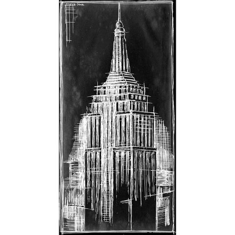 Custom Empire State Blueprint (SUN) White Modern Wood Framed Art Print by Harper, Ethan