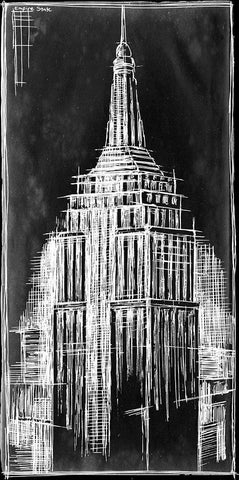 Custom Empire State Blueprint (SUN) Black Ornate Wood Framed Art Print with Double Matting by Harper, Ethan