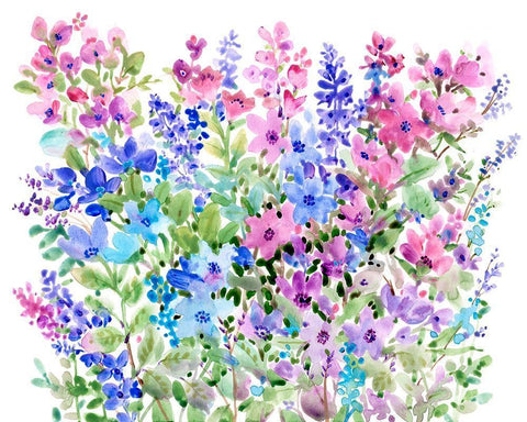 Floral Fragrance II White Modern Wood Framed Art Print with Double Matting by OToole, Tim