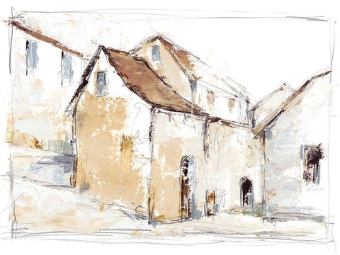 Quiet Streets I Black Ornate Wood Framed Art Print with Double Matting by Harper, Ethan