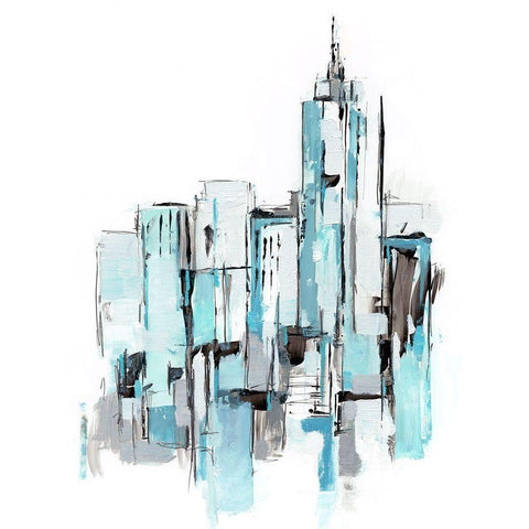 Blue City I Black Modern Wood Framed Art Print with Double Matting by Harper, Ethan