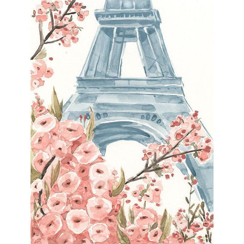 Paris Cherry Blossoms I White Modern Wood Framed Art Print by Warren, Annie