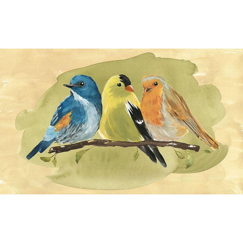 Bird Perch I White Modern Wood Framed Art Print by Warren, Annie