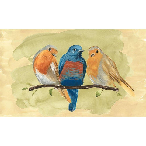 Bird Perch II White Modern Wood Framed Art Print by Warren, Annie