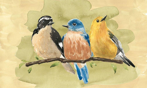 Bird Perch IV White Modern Wood Framed Art Print with Double Matting by Warren, Annie