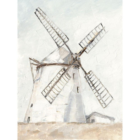 European Windmill II White Modern Wood Framed Art Print by Harper, Ethan