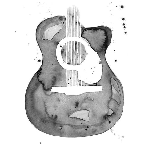 Guitar Flow I Black Modern Wood Framed Art Print by Warren, Annie