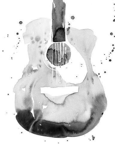 Guitar Flow II Black Ornate Wood Framed Art Print with Double Matting by Warren, Annie
