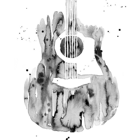 Guitar Flow III White Modern Wood Framed Art Print by Warren, Annie