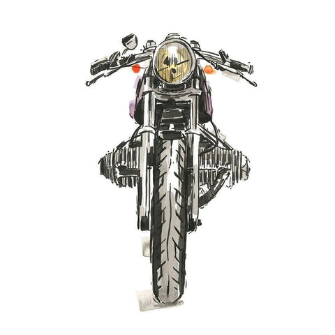 Motorcycles in Ink II Black Modern Wood Framed Art Print with Double Matting by Warren, Annie