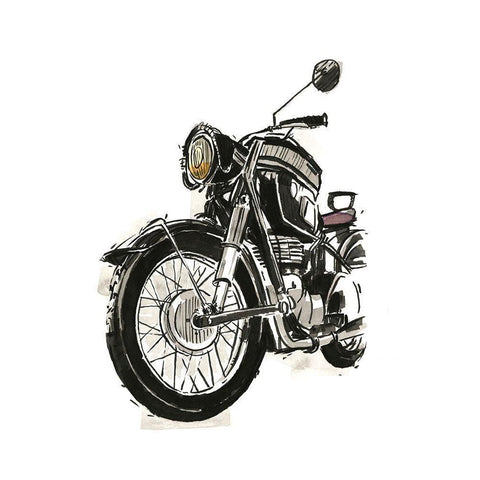 Motorcycles in Ink IV Gold Ornate Wood Framed Art Print with Double Matting by Warren, Annie