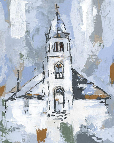 Cerulean Spire I Black Ornate Wood Framed Art Print with Double Matting by Warren, Annie