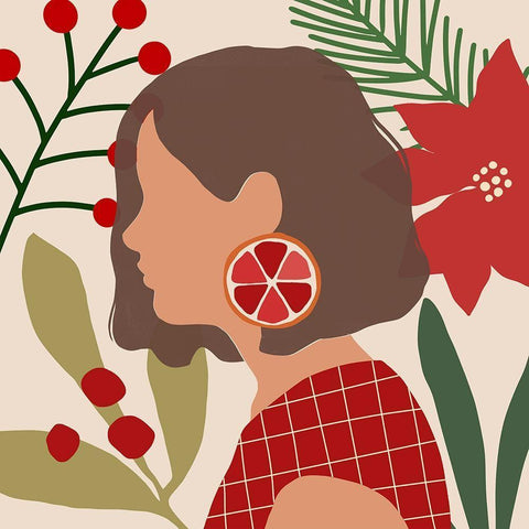 Christmas Earring IV White Modern Wood Framed Art Print with Double Matting by Barnes, Victoria