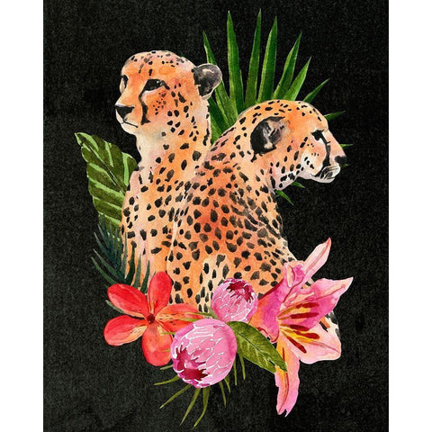Cheetah Bouquet I Gold Ornate Wood Framed Art Print with Double Matting by Warren, Annie