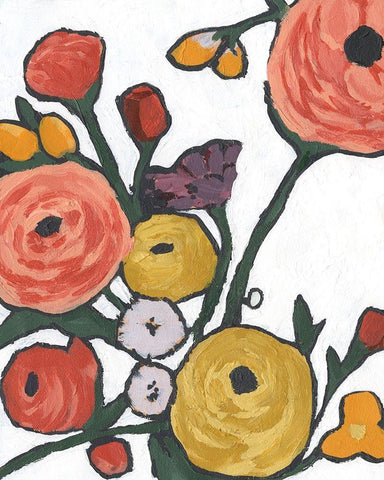 Stretching Blooms II Black Ornate Wood Framed Art Print with Double Matting by Warren, Annie