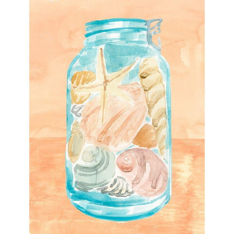 Shell Collecting I Black Modern Wood Framed Art Print by Warren, Annie