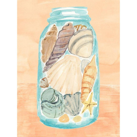 Shell Collecting II Black Modern Wood Framed Art Print by Warren, Annie