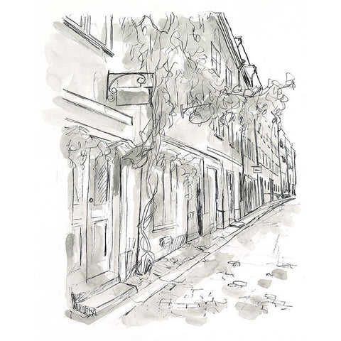 European City Sketch V Gold Ornate Wood Framed Art Print with Double Matting by Vess, June Erica