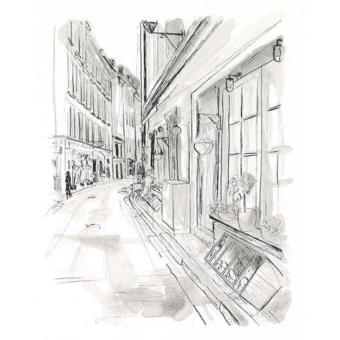 European City Sketch VI Black Modern Wood Framed Art Print with Double Matting by Vess, June Erica