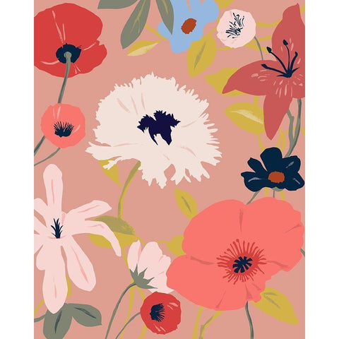 Merry Mallow II Black Modern Wood Framed Art Print by Warren, Annie