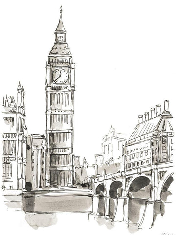 Pen and Ink Travel Studies II Black Ornate Wood Framed Art Print with Double Matting by Harper, Ethan