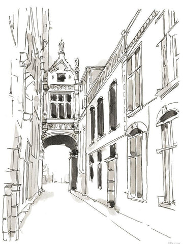 Pen and Ink Travel Studies III Black Ornate Wood Framed Art Print with Double Matting by Harper, Ethan