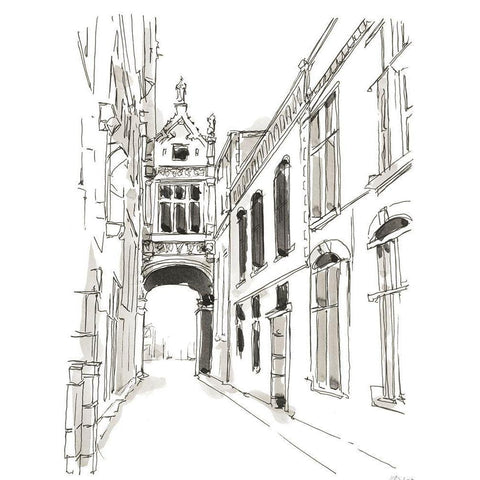 Pen and Ink Travel Studies III White Modern Wood Framed Art Print by Harper, Ethan