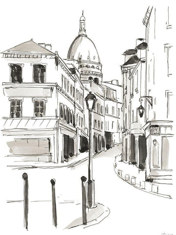 Pen and Ink Travel Studies IV Black Ornate Wood Framed Art Print with Double Matting by Harper, Ethan