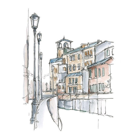 Watercolor Travel Sketchbook II White Modern Wood Framed Art Print by Harper, Ethan