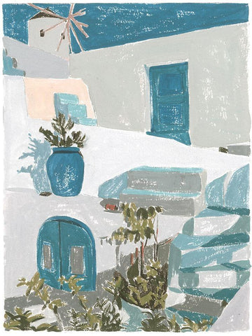 La Isla I White Modern Wood Framed Art Print with Double Matting by Wang, Melissa