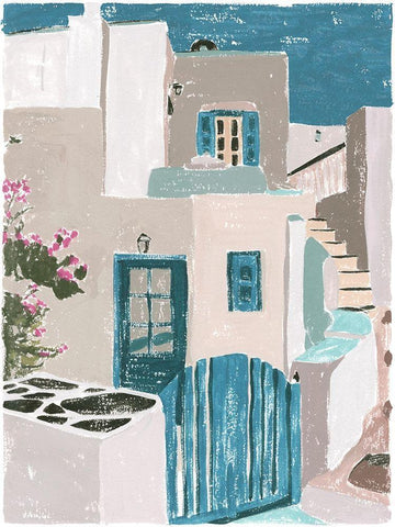 La Isla II Black Ornate Wood Framed Art Print with Double Matting by Wang, Melissa