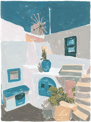 La Isla IV White Modern Wood Framed Art Print with Double Matting by Wang, Melissa