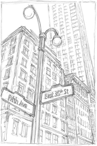 NY Intersection I Black Ornate Wood Framed Art Print with Double Matting by Harper, Ethan