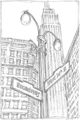 NY Intersection II Black Ornate Wood Framed Art Print with Double Matting by Harper, Ethan