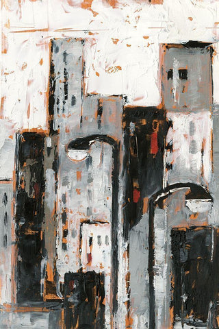 Illuminated City II Black Ornate Wood Framed Art Print with Double Matting by Harper, Ethan