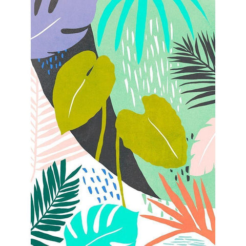 Jazzy Jungle I Black Modern Wood Framed Art Print by Warren, Annie