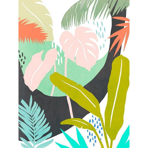 Jazzy Jungle II Black Modern Wood Framed Art Print by Warren, Annie