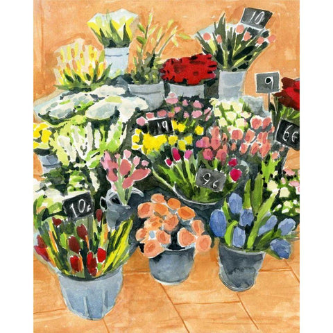 Street Florist II Black Modern Wood Framed Art Print by Warren, Annie