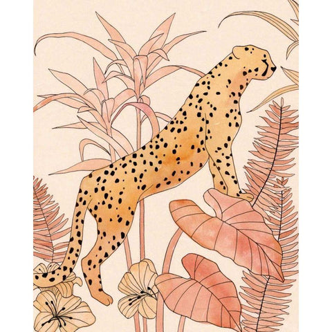 Blush Cheetah II Black Modern Wood Framed Art Print by Warren, Annie
