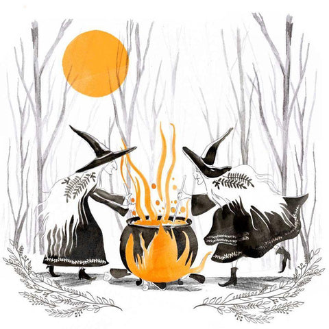 Witchy Mischief I Black Modern Wood Framed Art Print by Parker, Jennifer Paxton